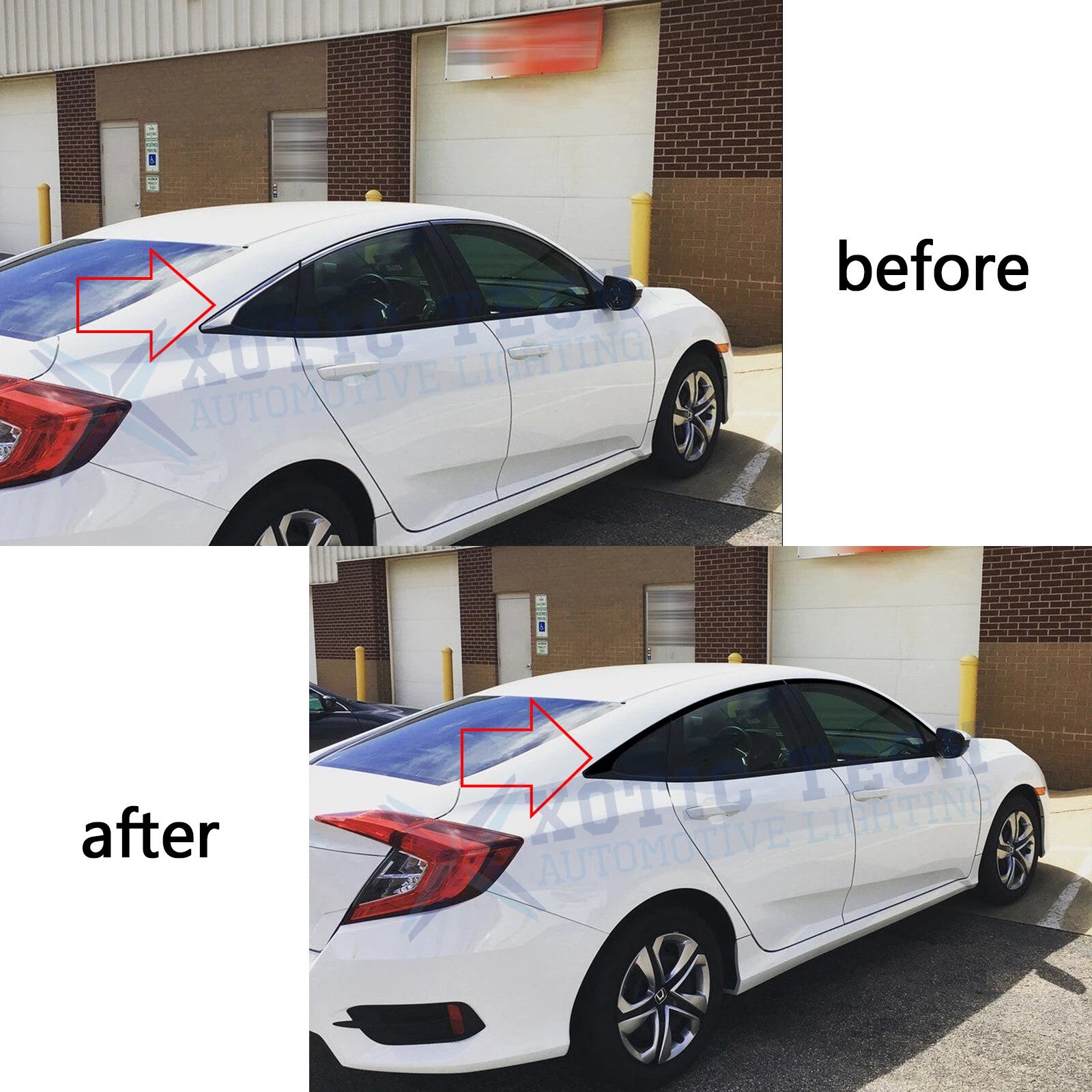 Chrome Delete Vinyl Blackout Window Trim Overlay Stickers for Honda Civic (2016-2021)