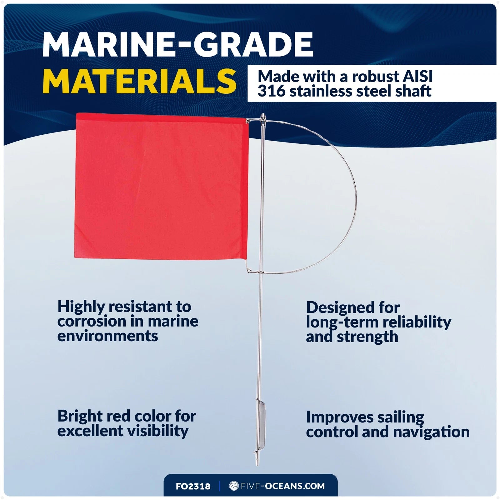 Wind Indicator Flag for FO2318 (5-1/2" x 4-1/8", Red Fabric & Stainless Steel)