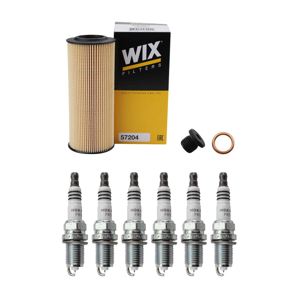 Wix Engine Oil Filter & NGK 6 Ruthenium HX Spark Plugs for Audi A4 A6 (1996–2023)