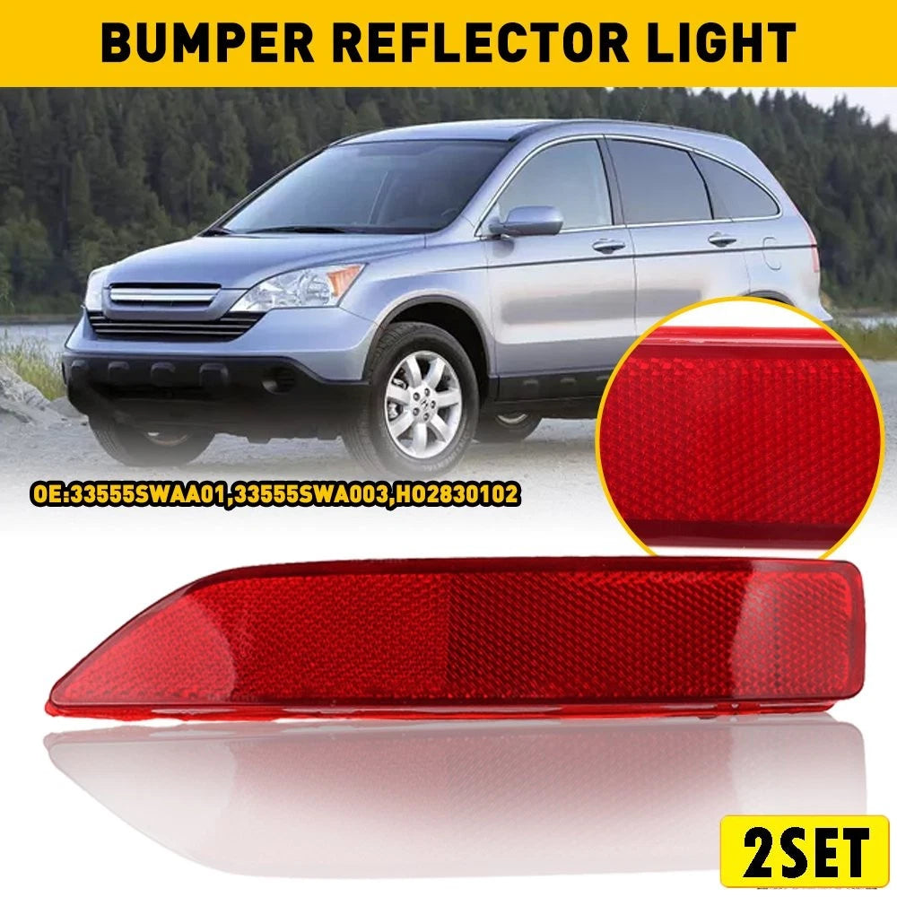 Set of 2 Left Driver Side Red Rear Bumper Reflectors for Honda CR-V (2007–2009) 33555S