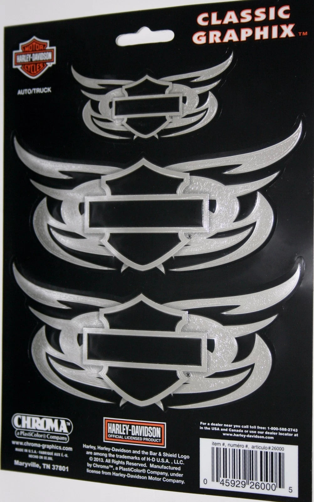 Set of 3 Chrome Silhouette Flame Shields for Harley Davidson Motorcycle