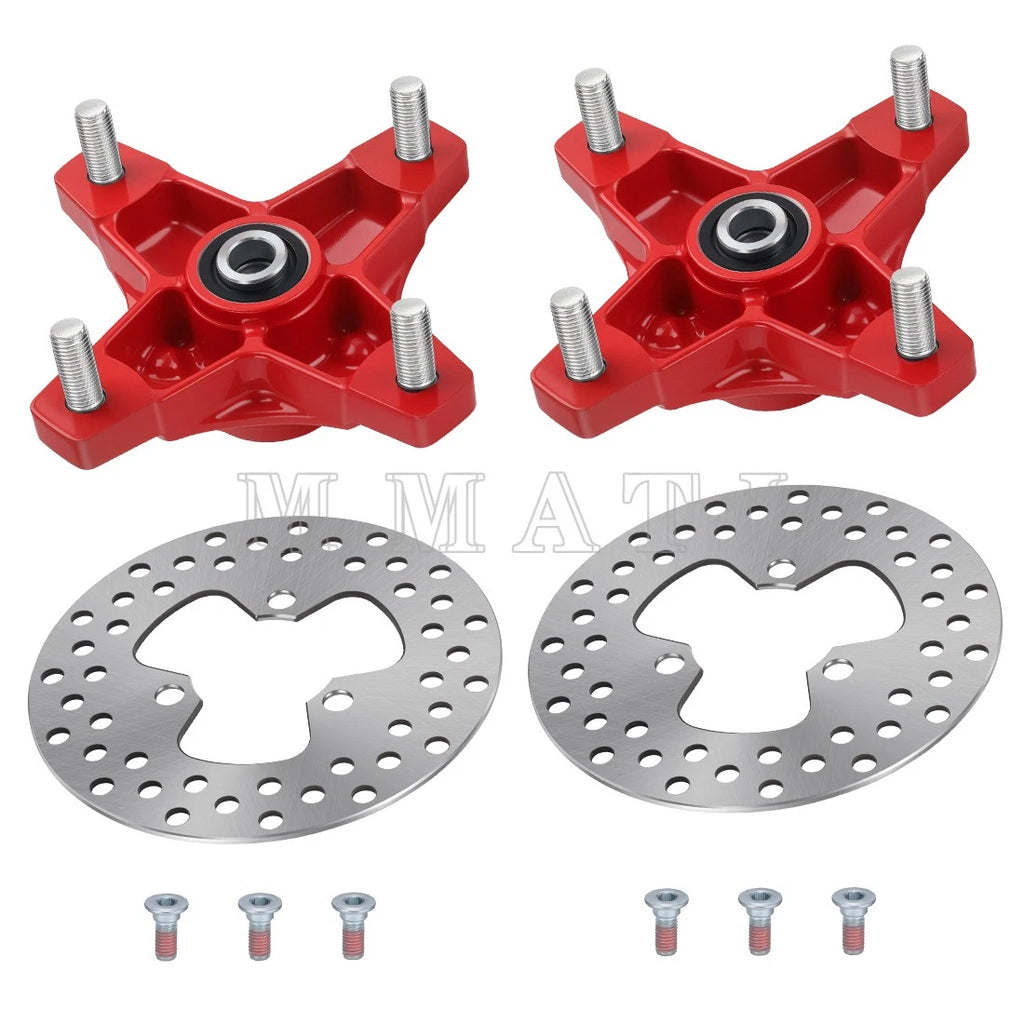 2 Front Red Wheel Hubs w/ Brake Discs for Honda TRX250X (2009–2020) TRX400X (2009–2014)