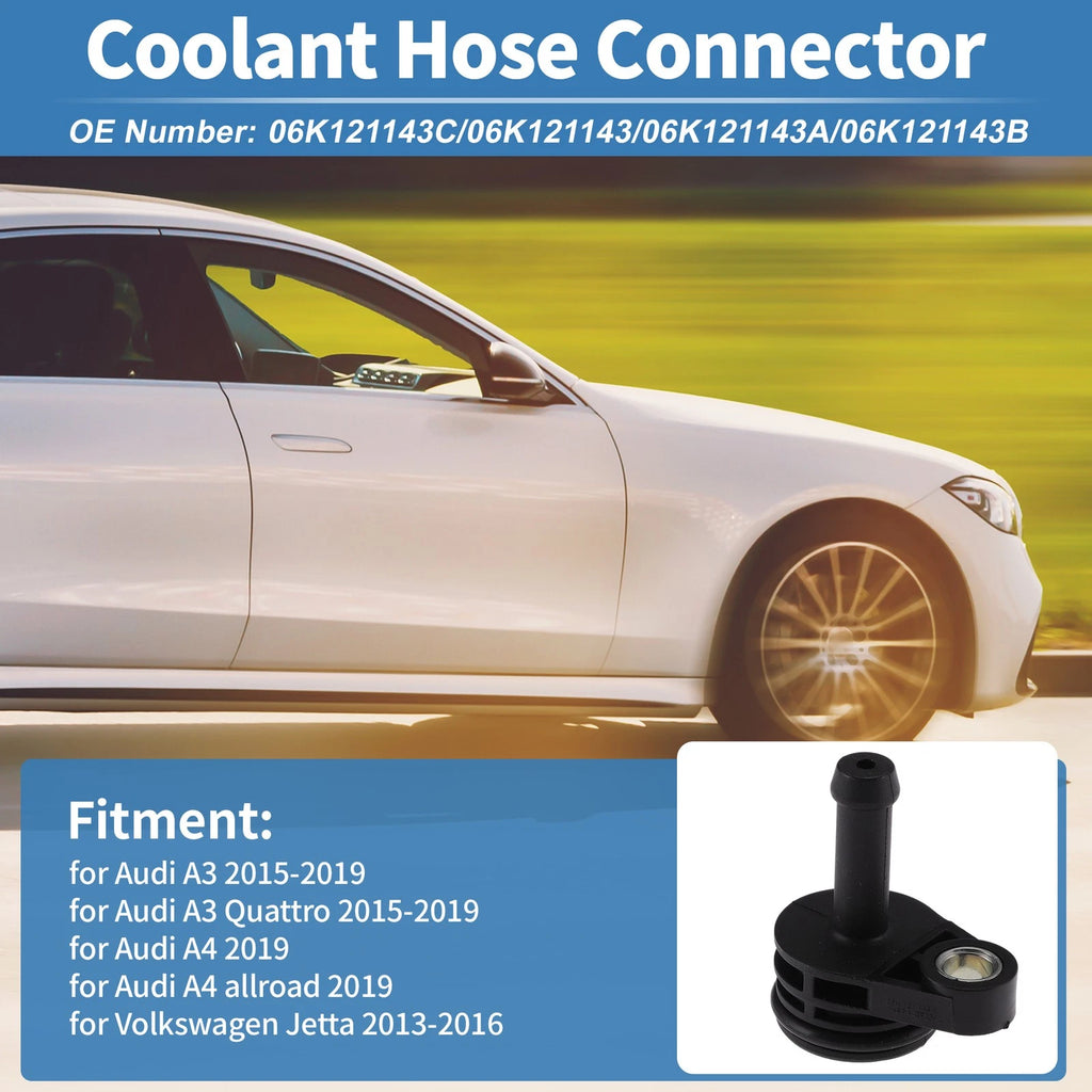 Set of 1 Engine Coolant Hose Connector for Audi A3 (2015–2019) No. 06K121143C Black