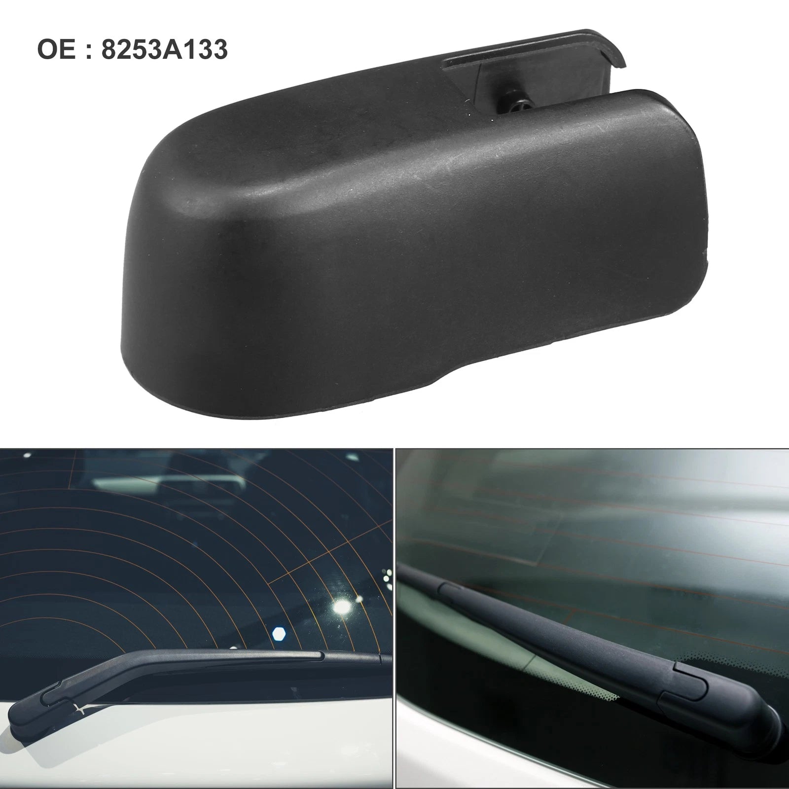 Rear Windshield Wiper Arm Nut Cover Cap for Mitsubishi Outlander (2013–2020) Black