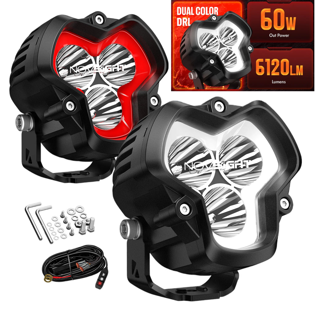 2X 3" LED Pod Work Light for Jeep Truck (Off Road) - 6120lm 120W