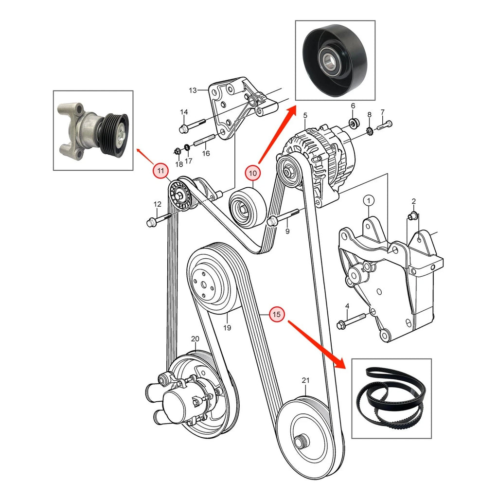 Alternator Drive Belt Kit for Volvo Penta 4.3 5.0 5.7L (Repl 3817287, 3889124)