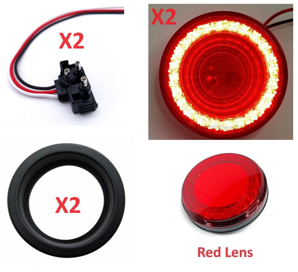 Stop Light Pair 4in Red LED Red Lens for Mitsubishi Mirage (2004–2012)