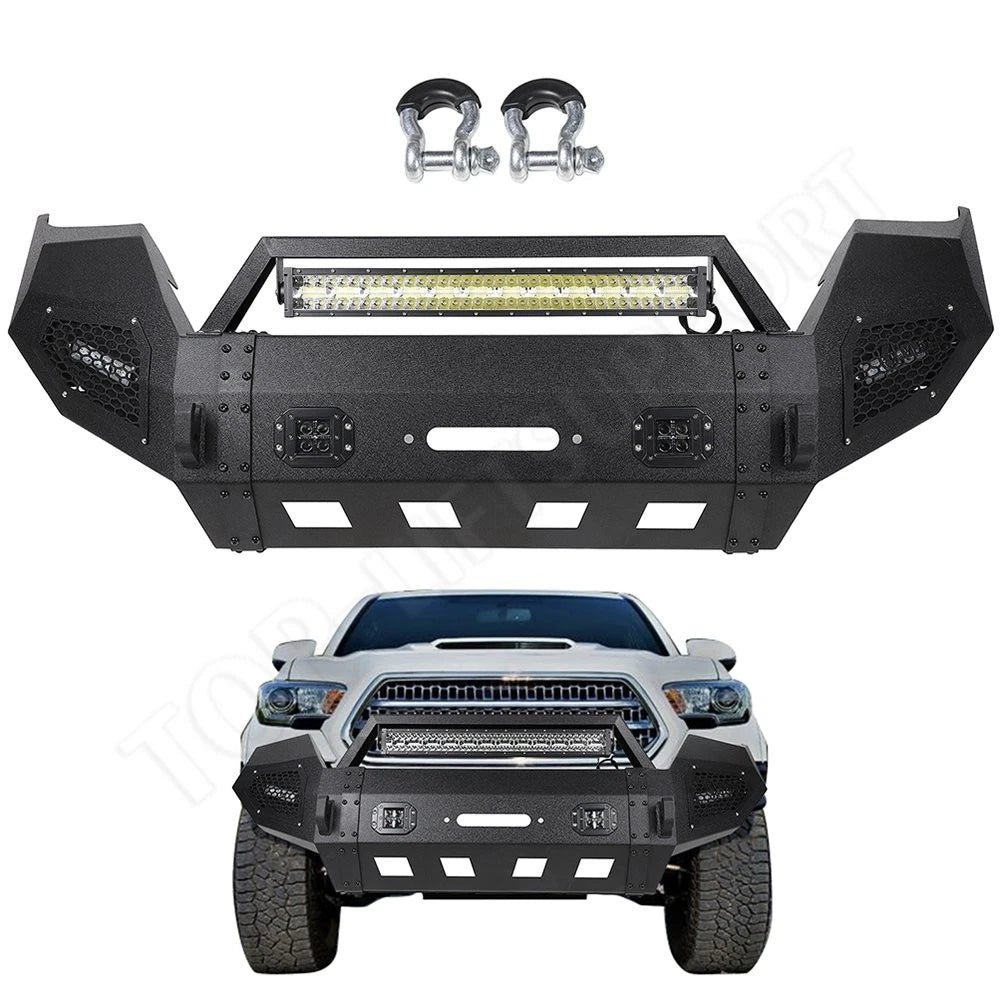 Textured Full Width Front Bumper with Winch Plate & LED for Toyota Tacoma (2016–2023)