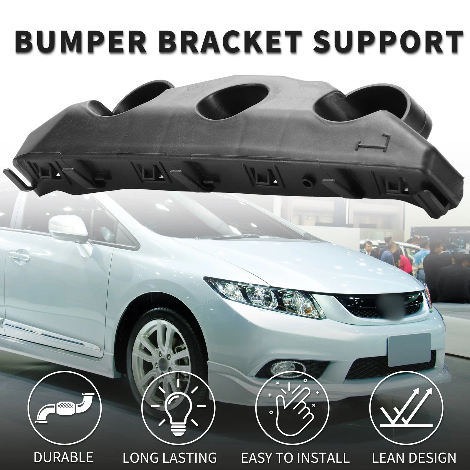 Left Front Bumper Retainer Bracket for Nissan Versa (2020–2022) ABS Black