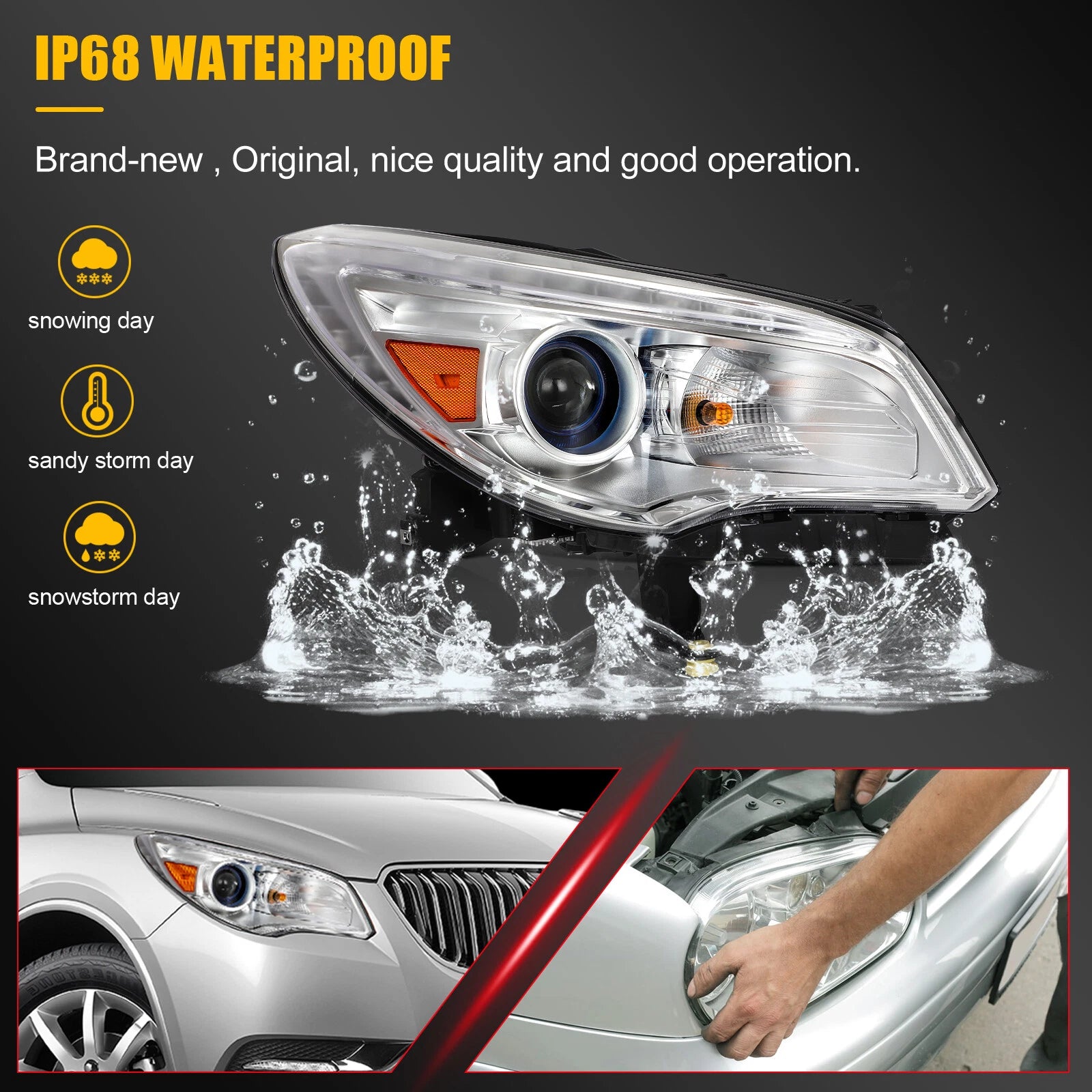 2X LED Headlight Assembly for Buick Enclave (2013–2017)