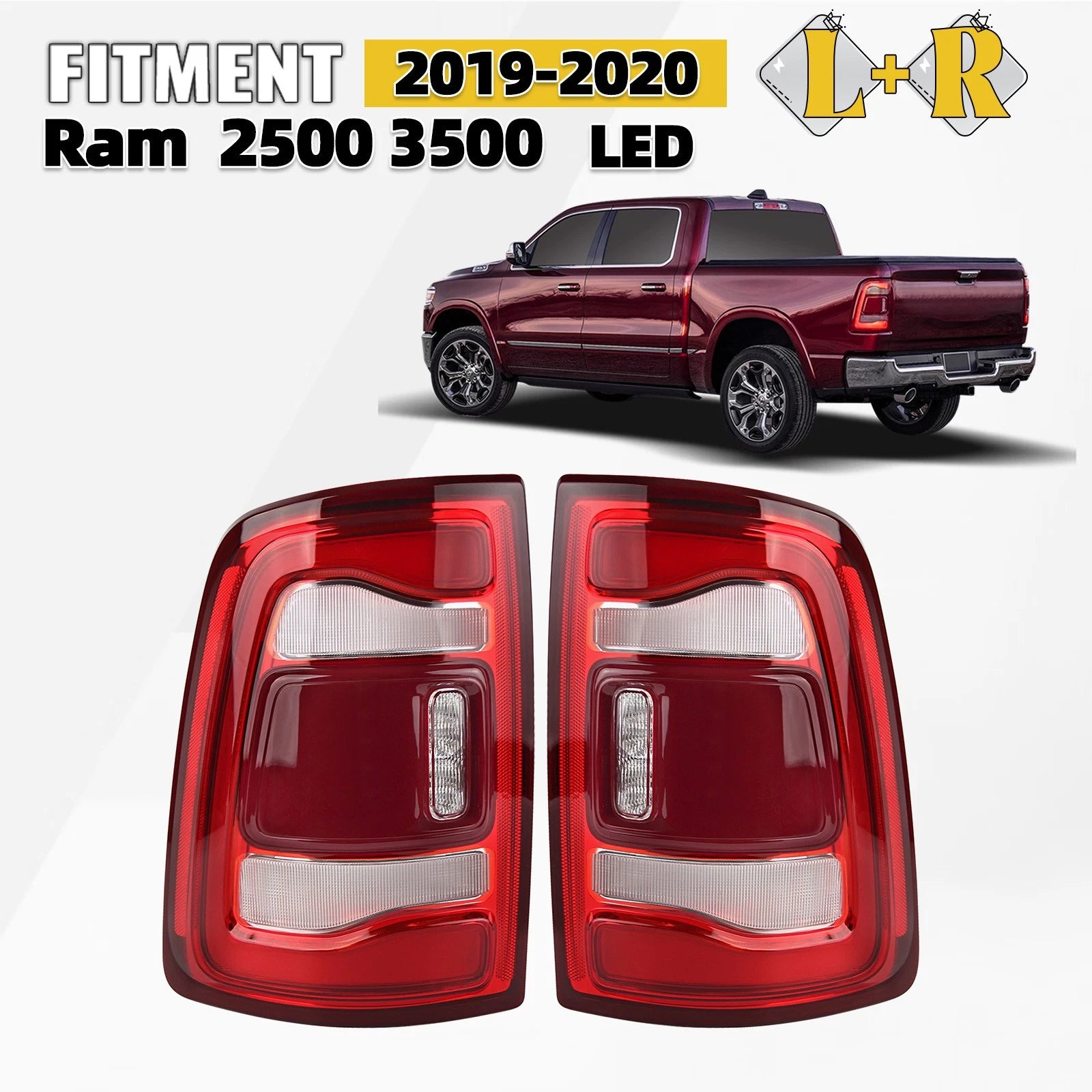Set of 2 LED Tail Lights for Ram 2500 3500 (2019–2024) W/Blind Spot
