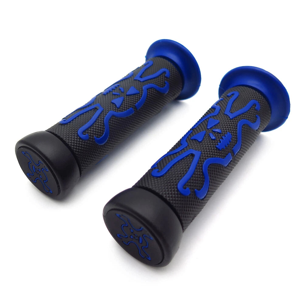 7/8" Blue Skull Rubber Hand Grips for Honda CBR600 F3 F4i 900 RR (1997–2007)