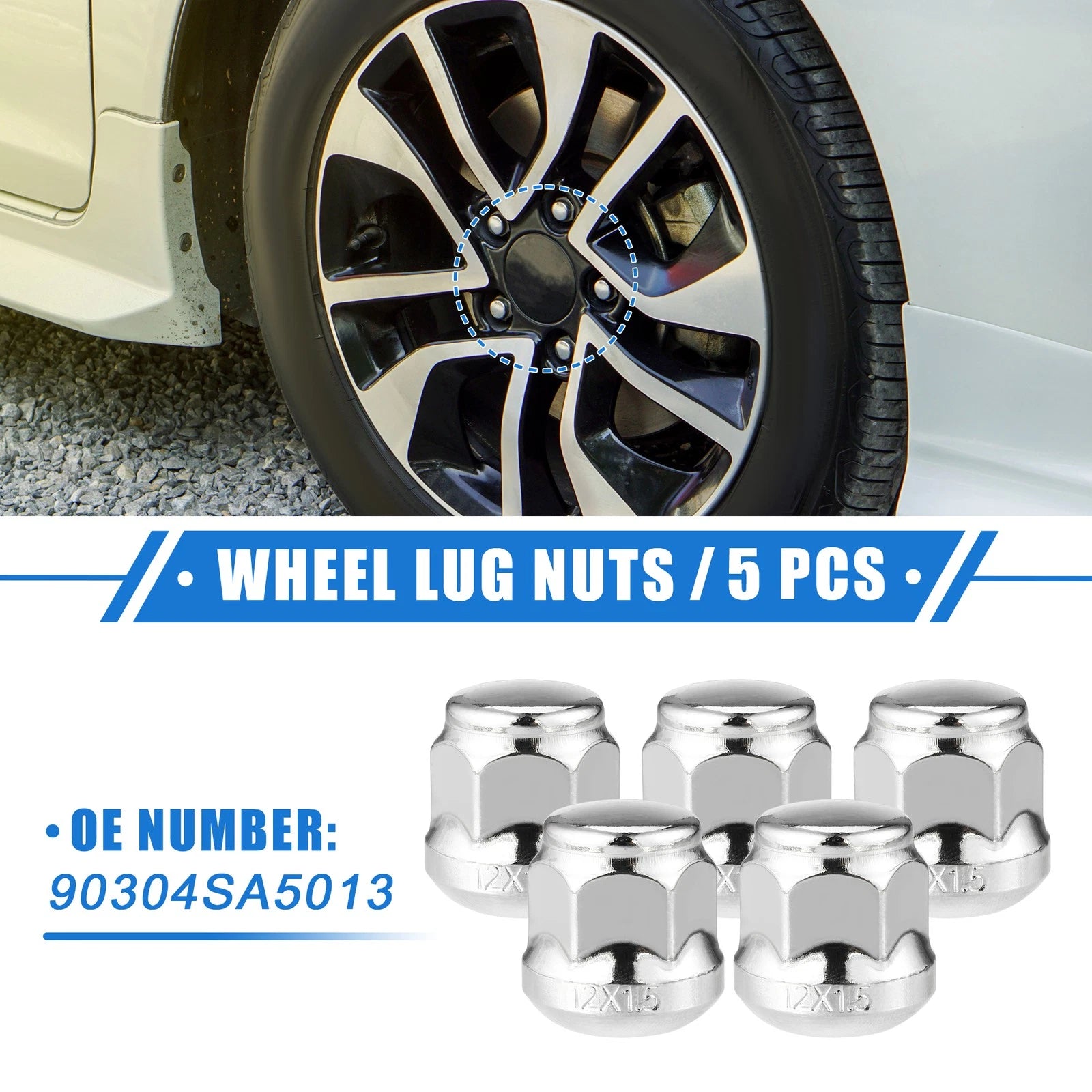 5 Pcs Wheel Lug Nuts M12x1.5 for Honda Accord Civic 