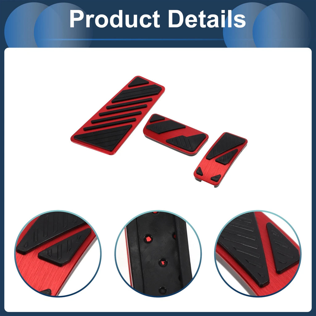 3 Pcs Automatic Foot Accelerator Pedal Covers for Ford Ranger (2024) Red