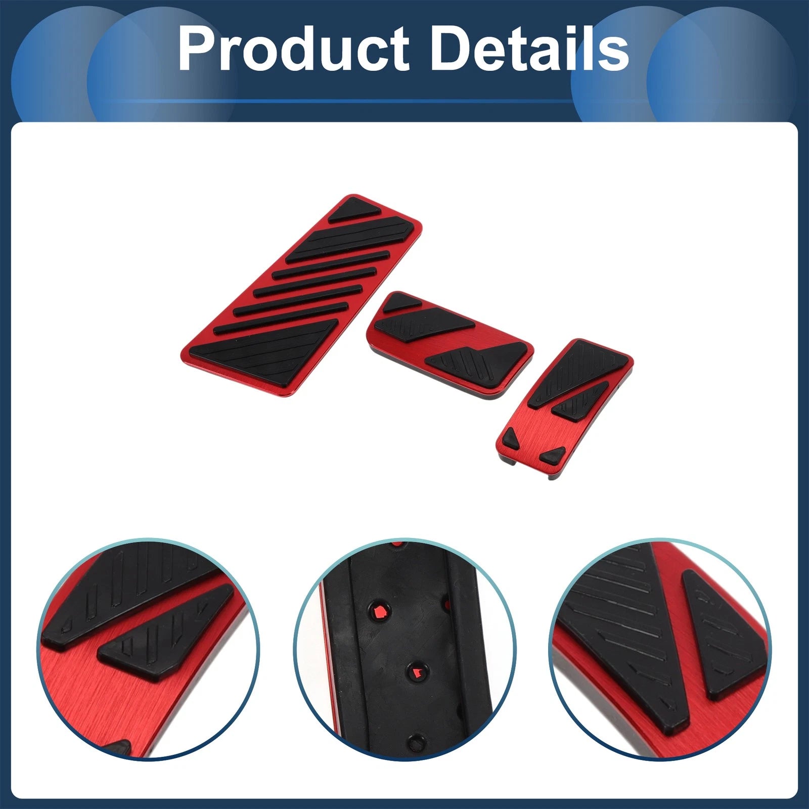 3 Pcs Automatic Foot Accelerator Pedal Covers for Ford Ranger (2024) Red