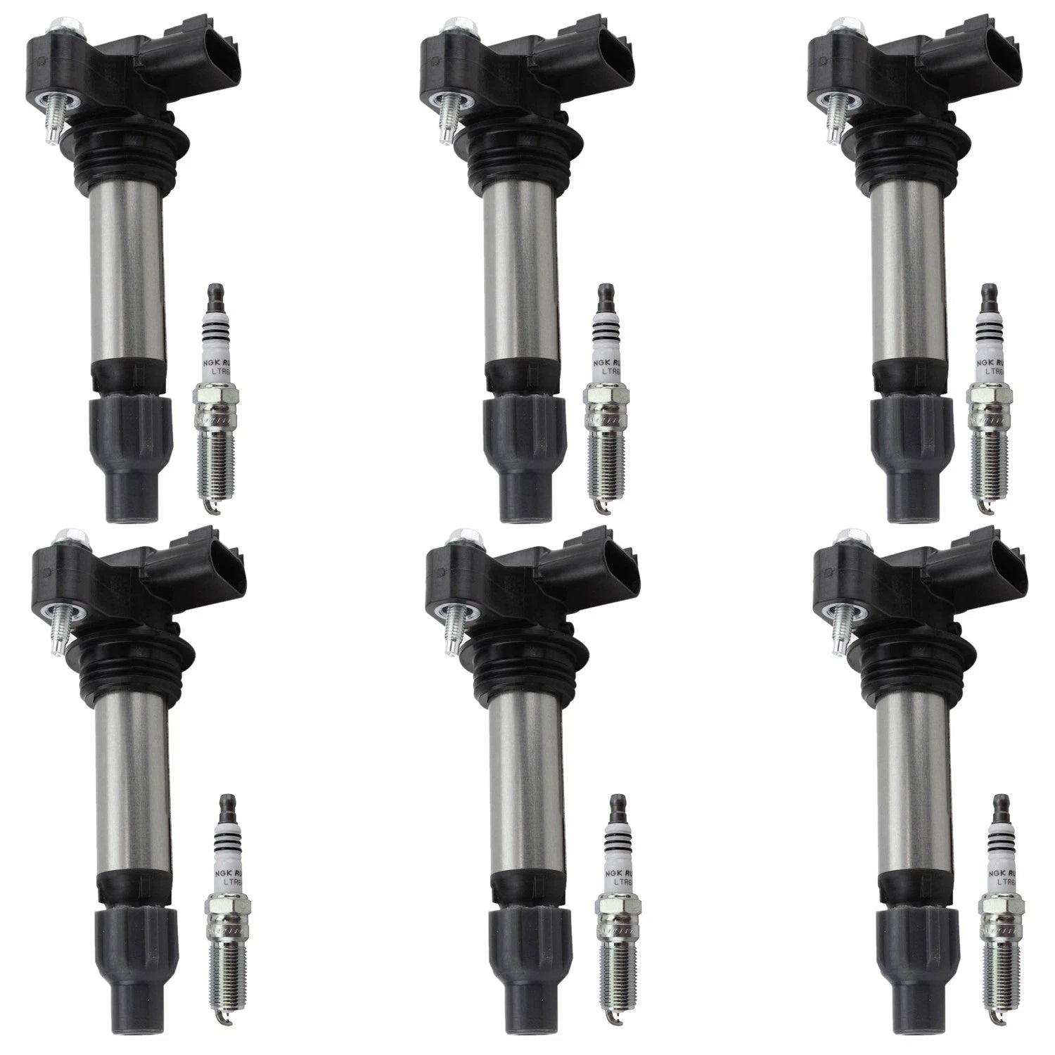 Set of 6 Ignition Coils & NGK Ruthenium Spark Plugs for Equinox Terrain (2005–2010)