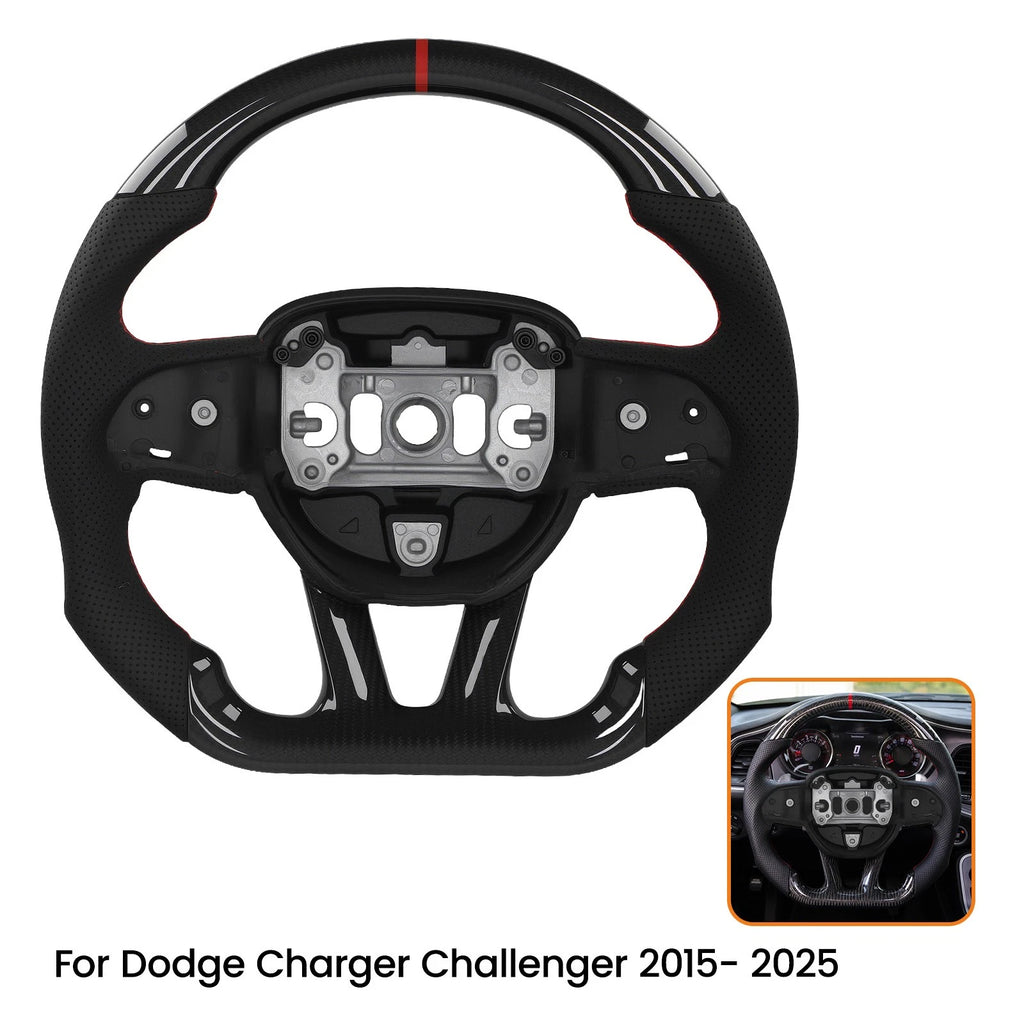Real Carbon Fiber Steering Wheel for Dodge Charger Challenger (2015–2025)