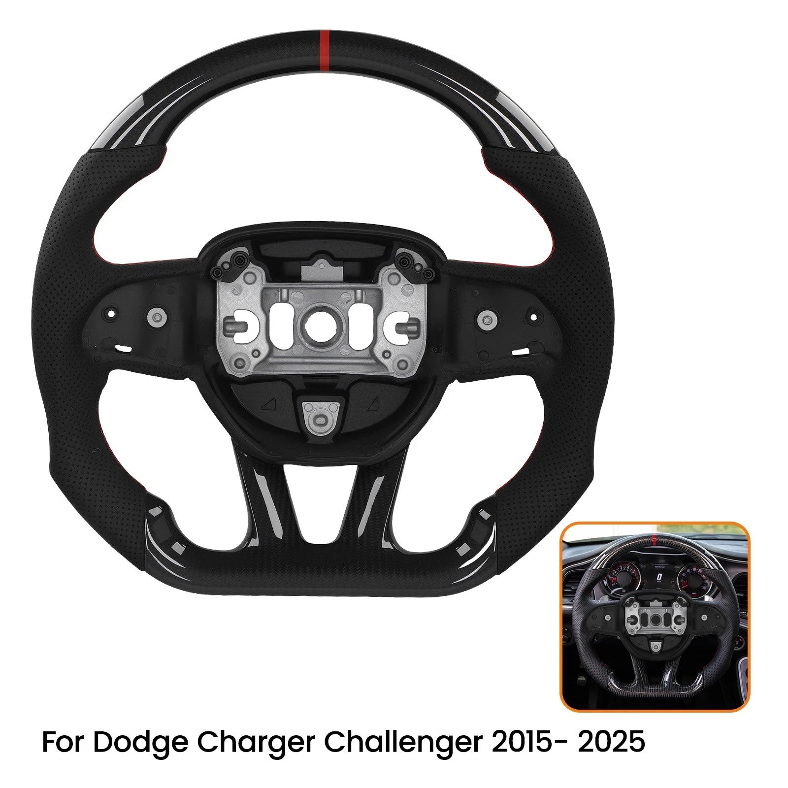 Real Carbon Fiber Steering Wheel for Dodge Charger Challenger (2015–2025)