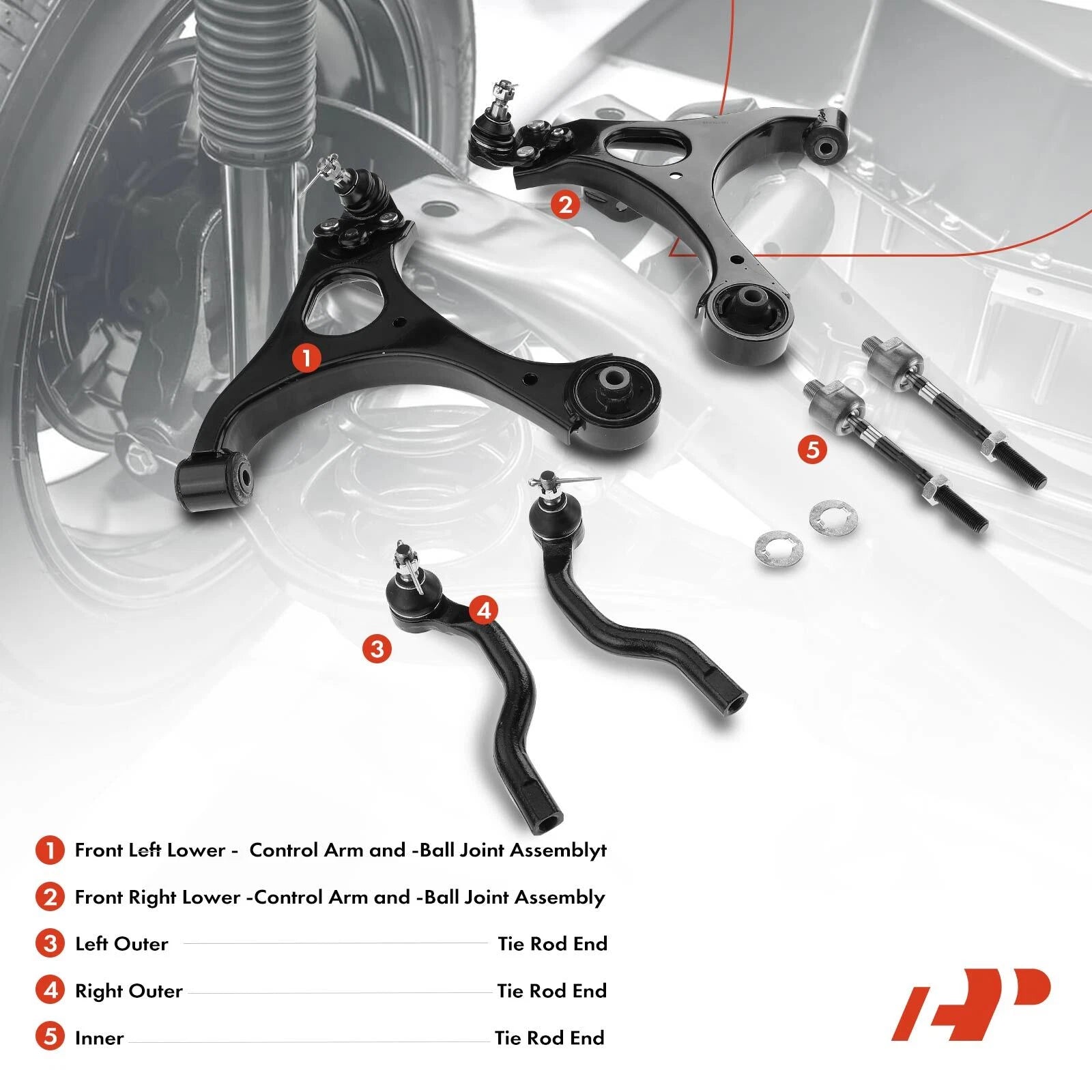 Set of 6 Front Control Arm Ball Joints for Honda Civic (2006–2011)