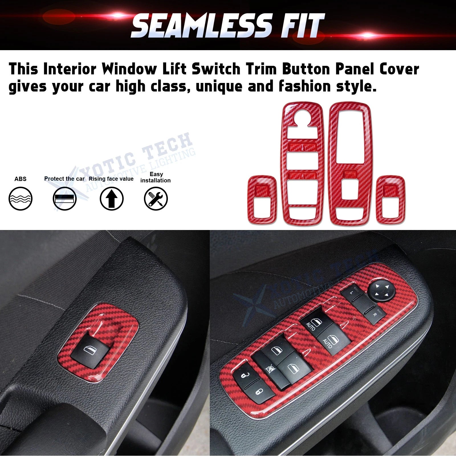 Carbon Fiber ABS Window Lift Control Panel Cover for Dodge Charger (2015-2021)