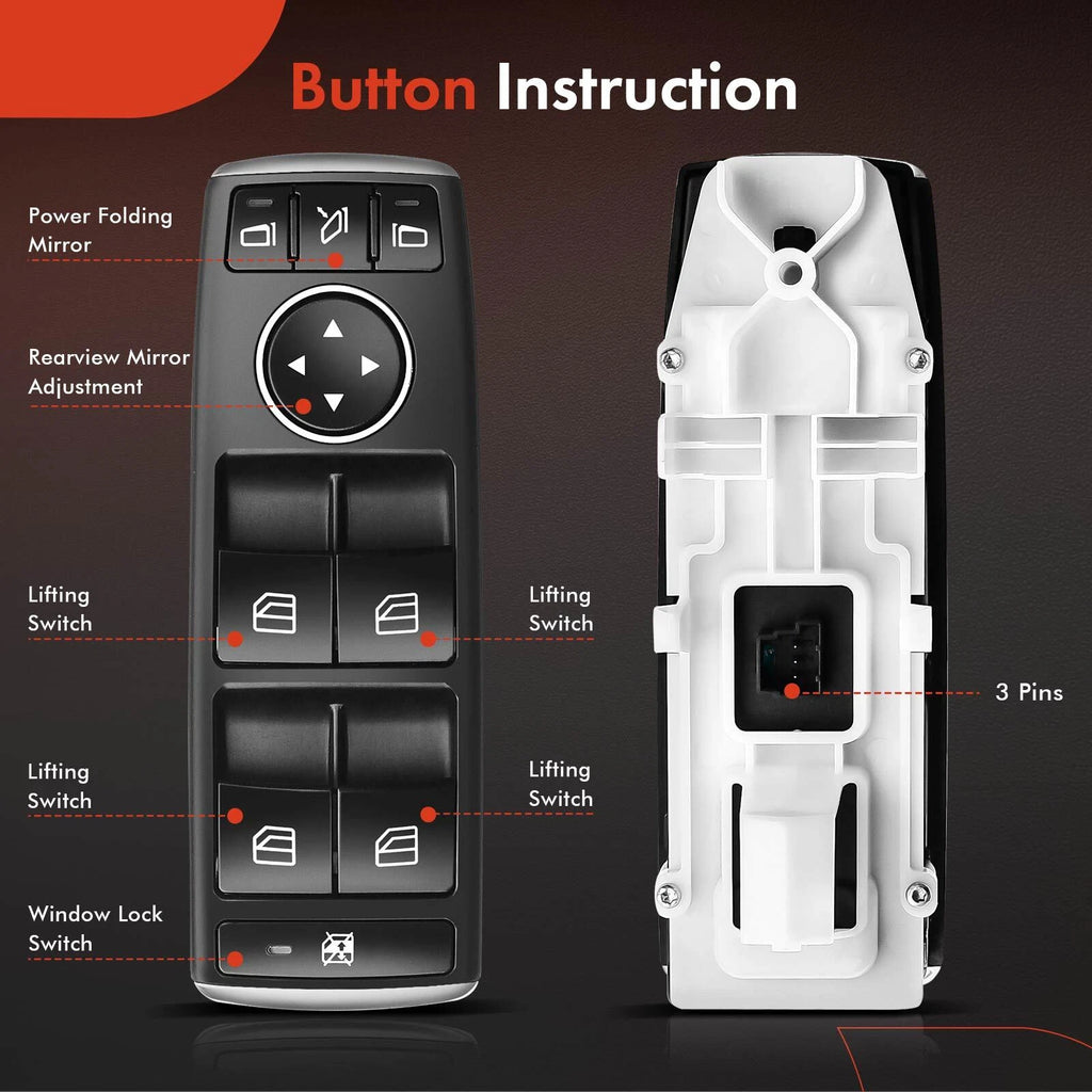Front Left Power Window Switch for Mercedes-Benz W204 C-Class (2010-2014)