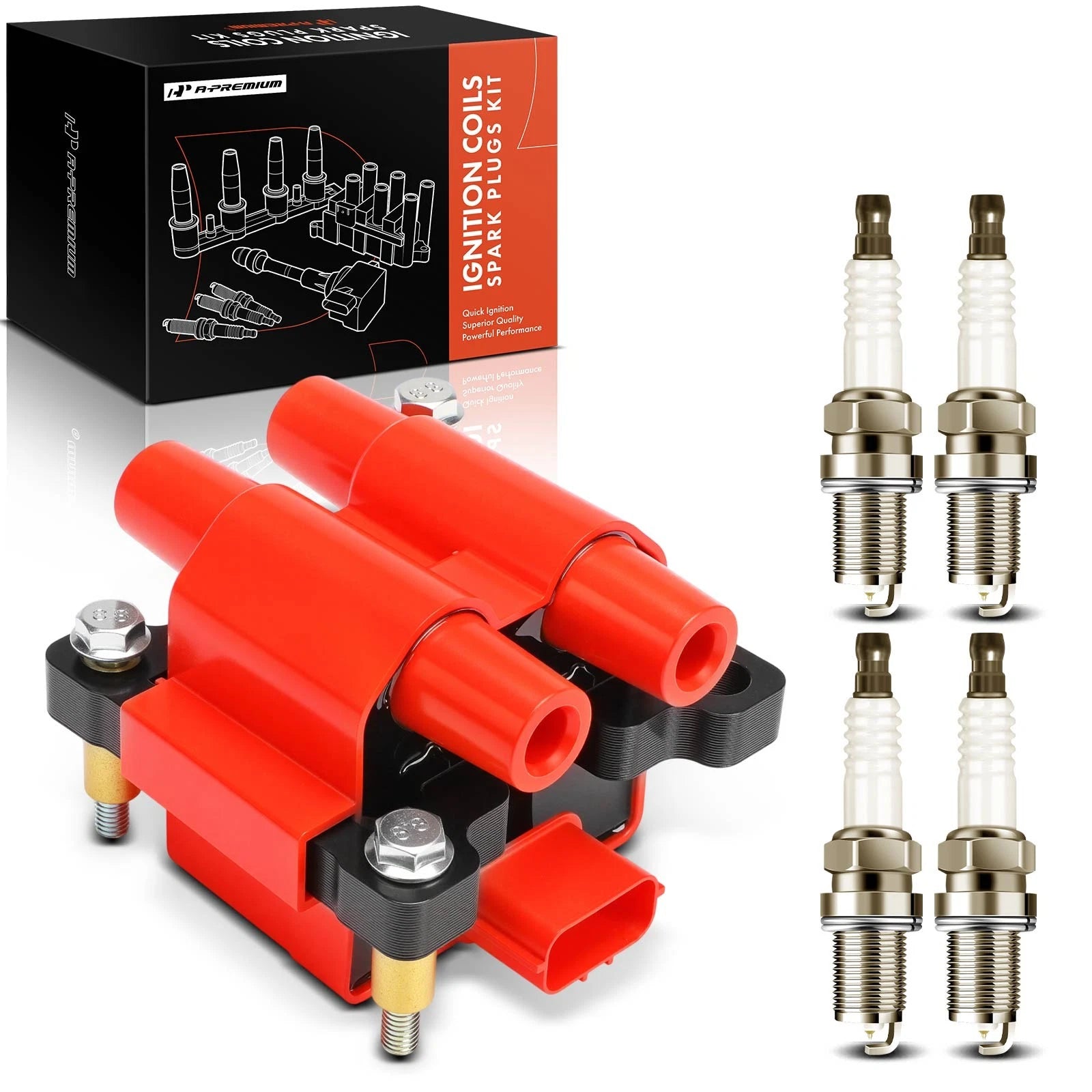 Ignition Coil & 4X Iridium Spark Plugs for Subaru Outback Forester 