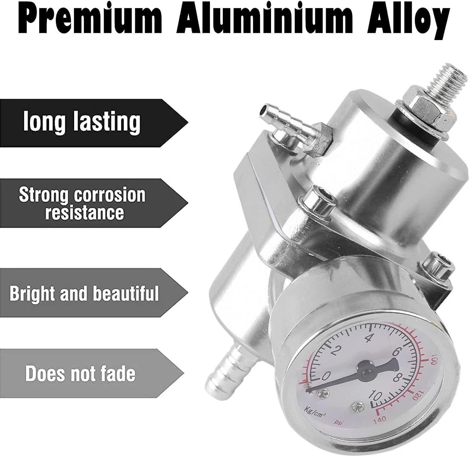 Adjustable Fuel Pressure Regulator with Gauge & Fitting Kit for Universal (2000–2023)