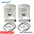 2X Piston Set & Ring STD for Yamaha 2T 9.9 15HP Outboard (682-11630-00, 6E7-11631)