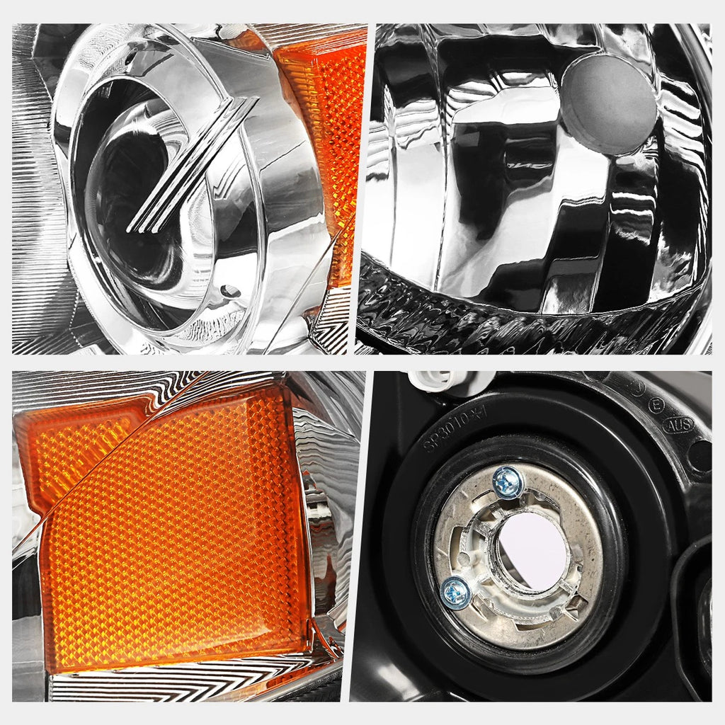Projector Headlight Set for Mazda 3 (2004–2009) - Chrome Housing, Amber Lamp