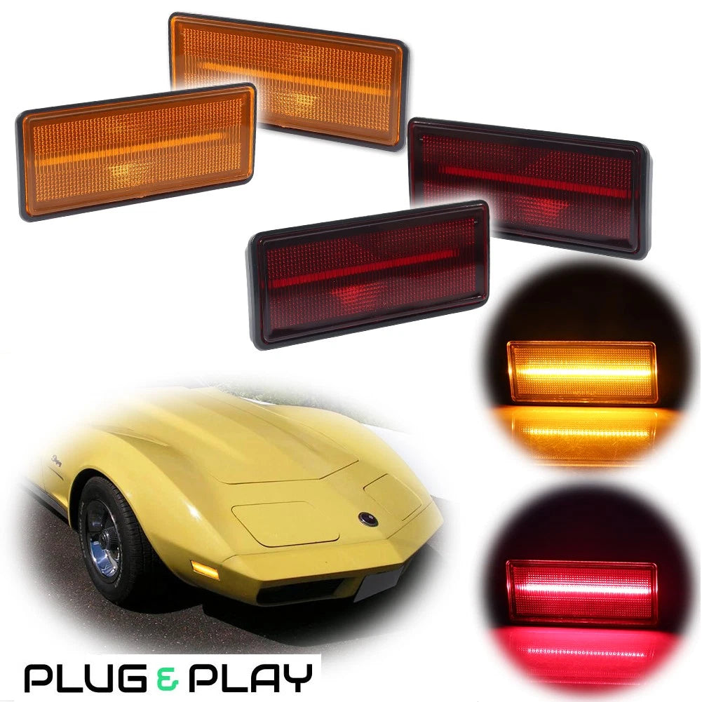 Set of 4 LED Side Marker Lights for Chevy Corvette C3 (1974–1979)