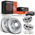 Set of 8 Front Drilled Brake Rotors, Pads & Calipers for Jeep Grand Cherokee