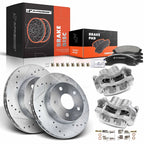 Set of 8 Front Drilled Brake Rotors, Pads & Calipers for Jeep Grand Cherokee