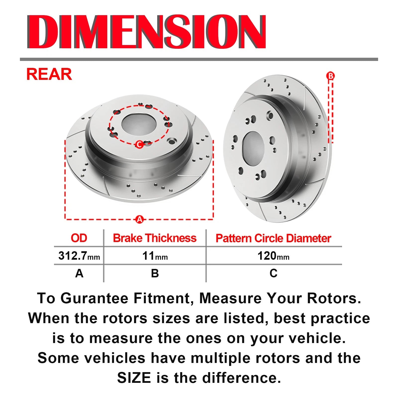 Brake Disc Rotors and Ceramic Pads Kit for Honda Odyssey (2005-2010)
