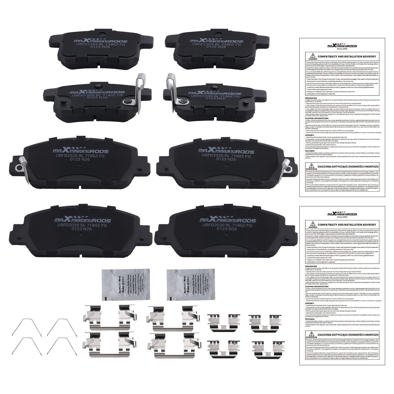 Set of 4 Ceramic Brake Pads for Honda Accord (2013–2017) EX EX-L Hybrid