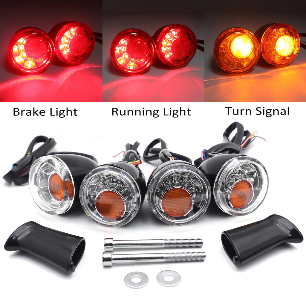 Clear LED Running Brake Turn Signal Indicator Light Set for Harley XL 883 1200 (1992–2017)