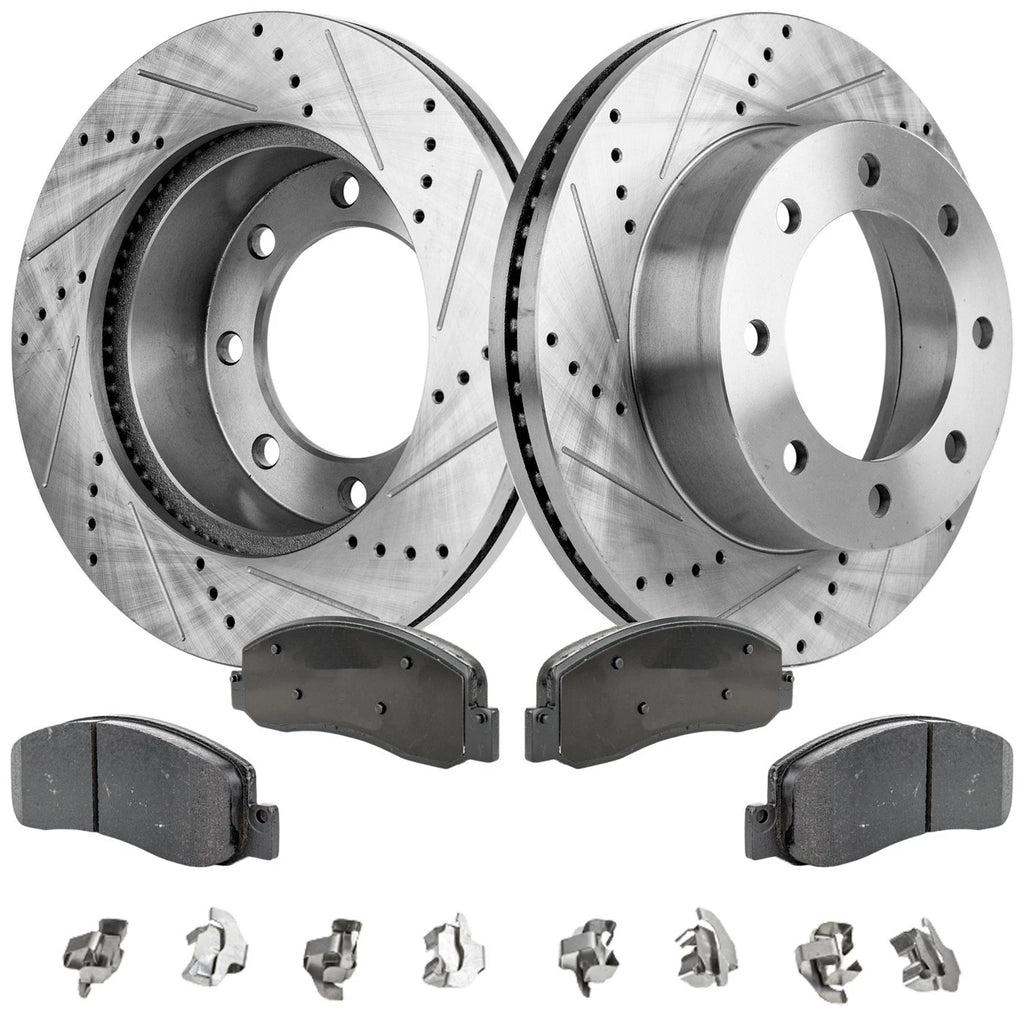 Disc Brake & Pad Kit for Ford F-350 Super Duty (2005–2012) Cross-drilled