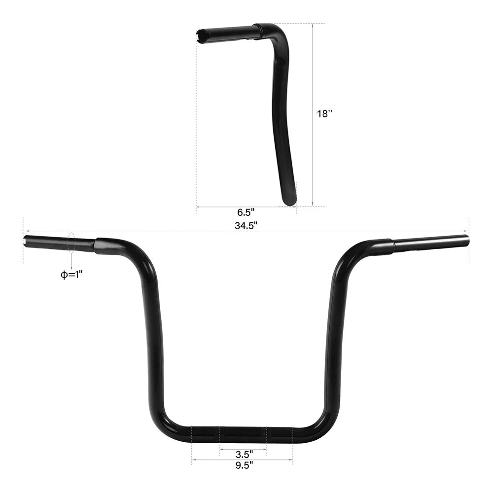 18" Rise Ape Hanger Handlebar for Harley Davidson FLST FXST (Fits 1 1/4")