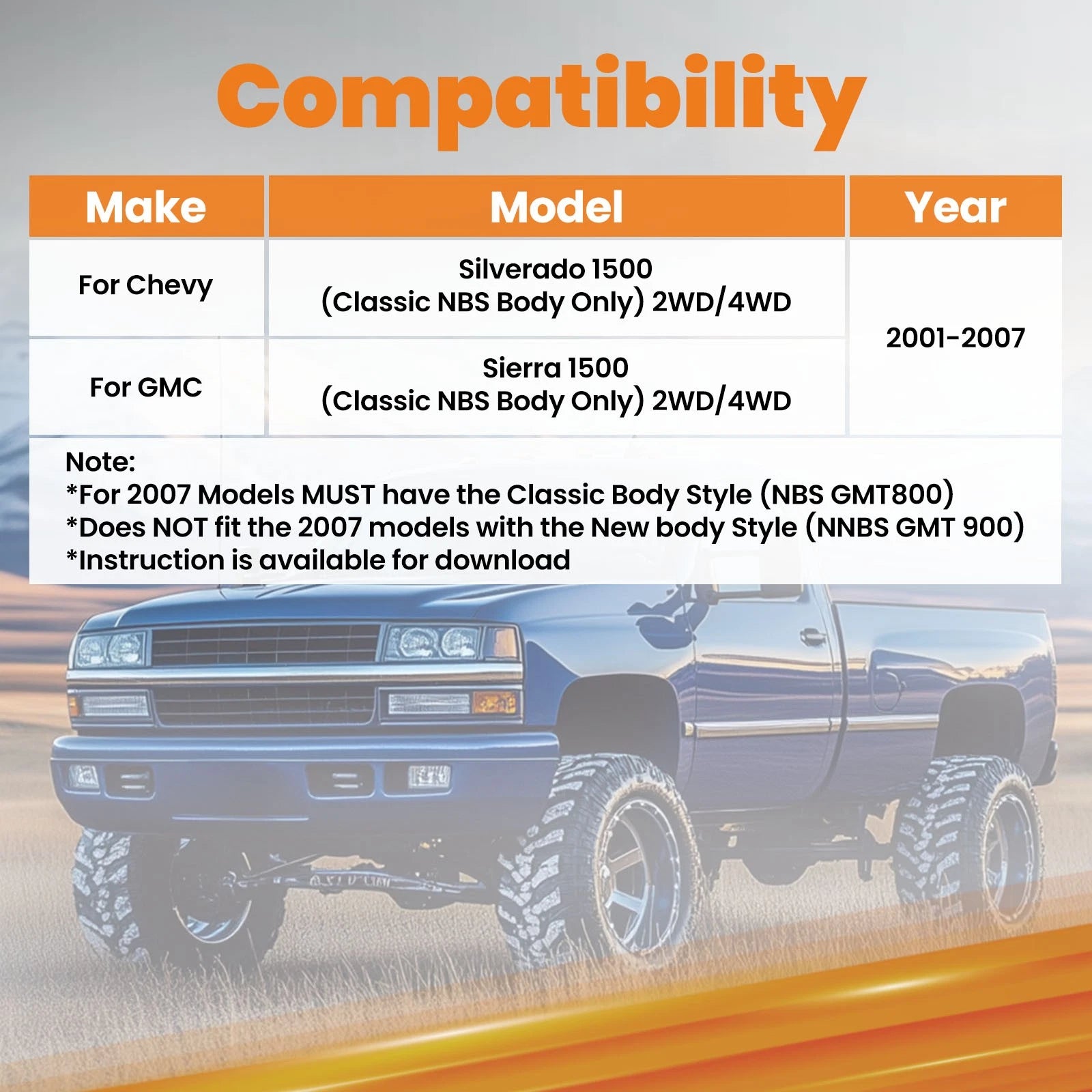 Rear C-Notch Bump Stops for Chevy Silverado 1500 Classic (2001–2007)