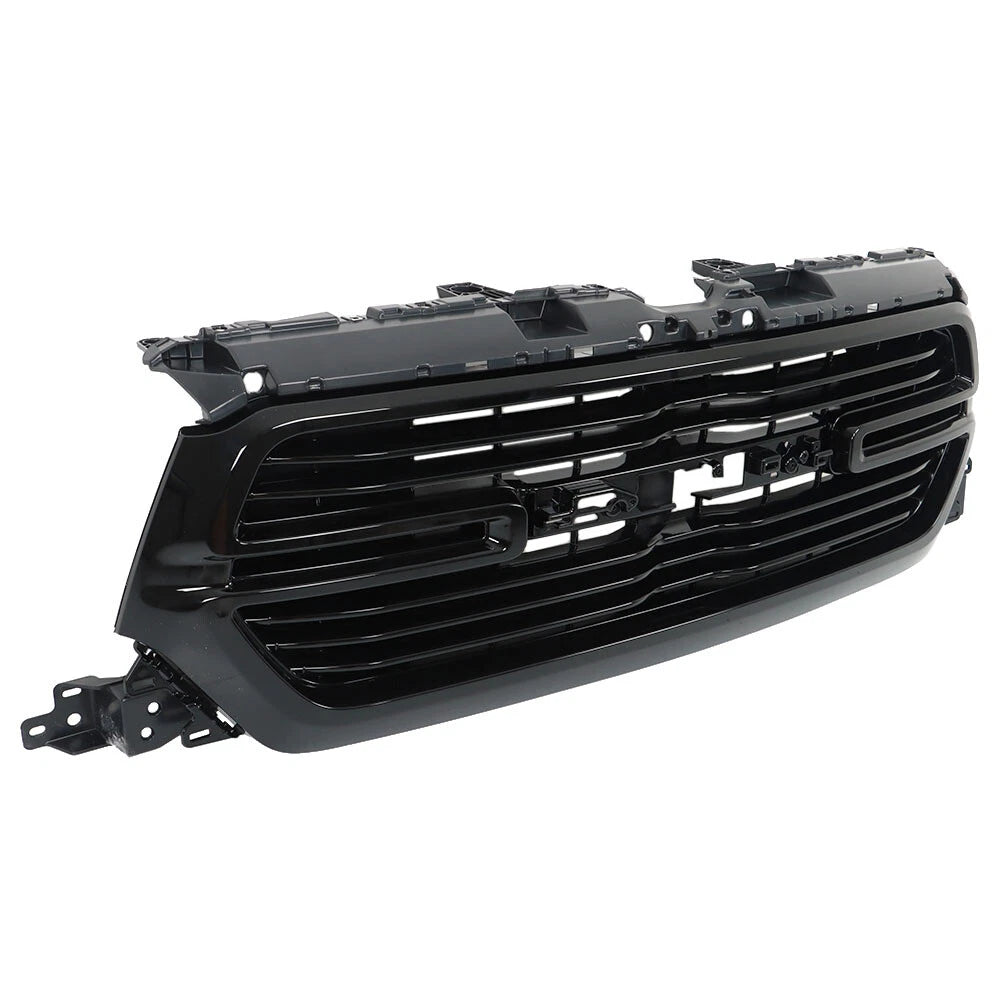 Front Upper Grille for Ram 1500 (2019-2022) Glossy Black Plastic