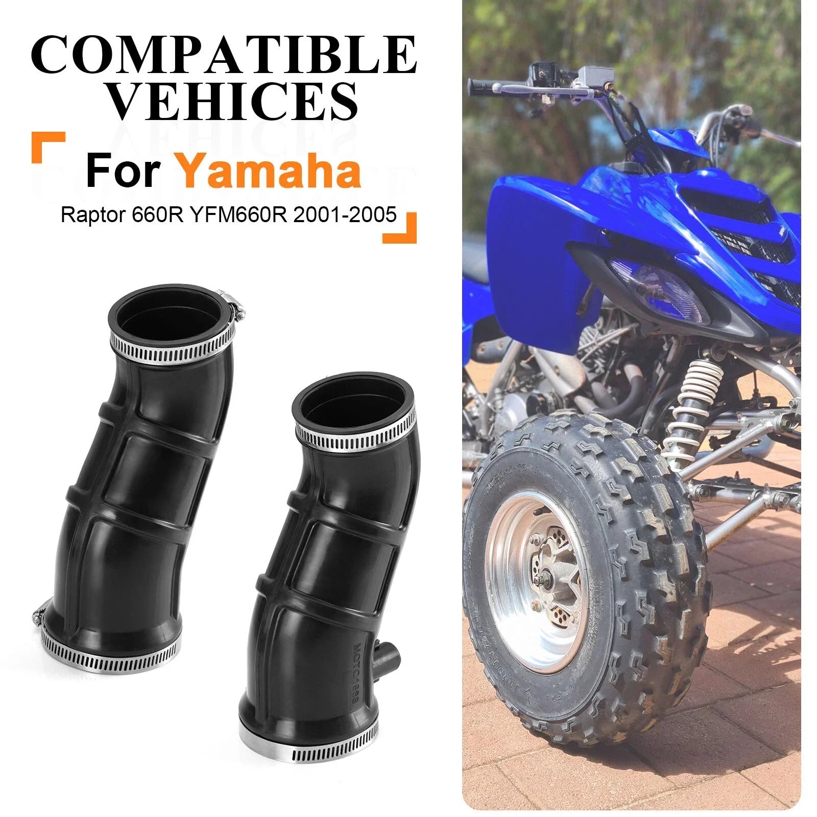 Air Box Intake Tube L/R Manifold Snorkel for Yamaha Raptor 660R (2001–2005)
