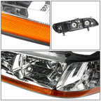 Pair of Chrome Amber Signal Headlights for Honda Civic (1998–2002)
