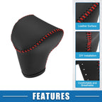 Automatic Gear Shift Knob Cover for Kia Seltos (2021–2023) Black Red Stitches
