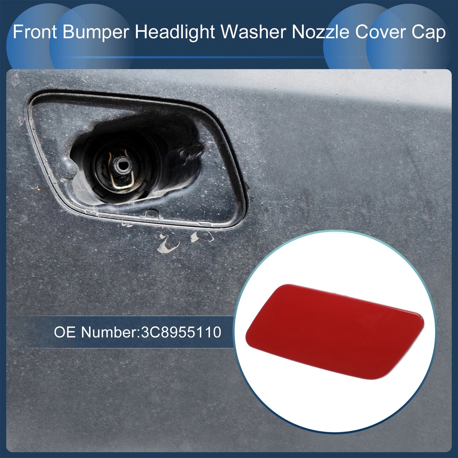 Front Right Washer Nozzle Cover Cap for Volkswagen Passat CC (2008–2012) Red