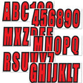 Set of 4 Boat Registration Decals A-Z Letters & 0-9 Numbers Red