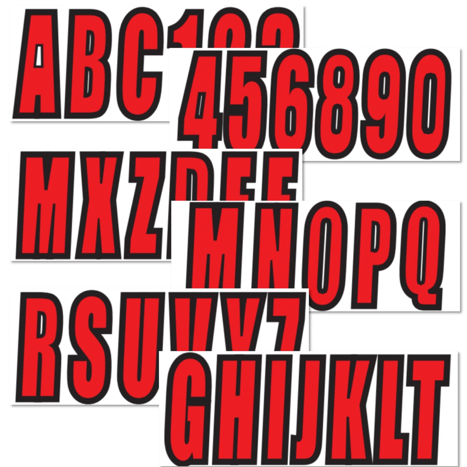 Set of 4 Boat Registration Decals A-Z Letters & 0-9 Numbers Red