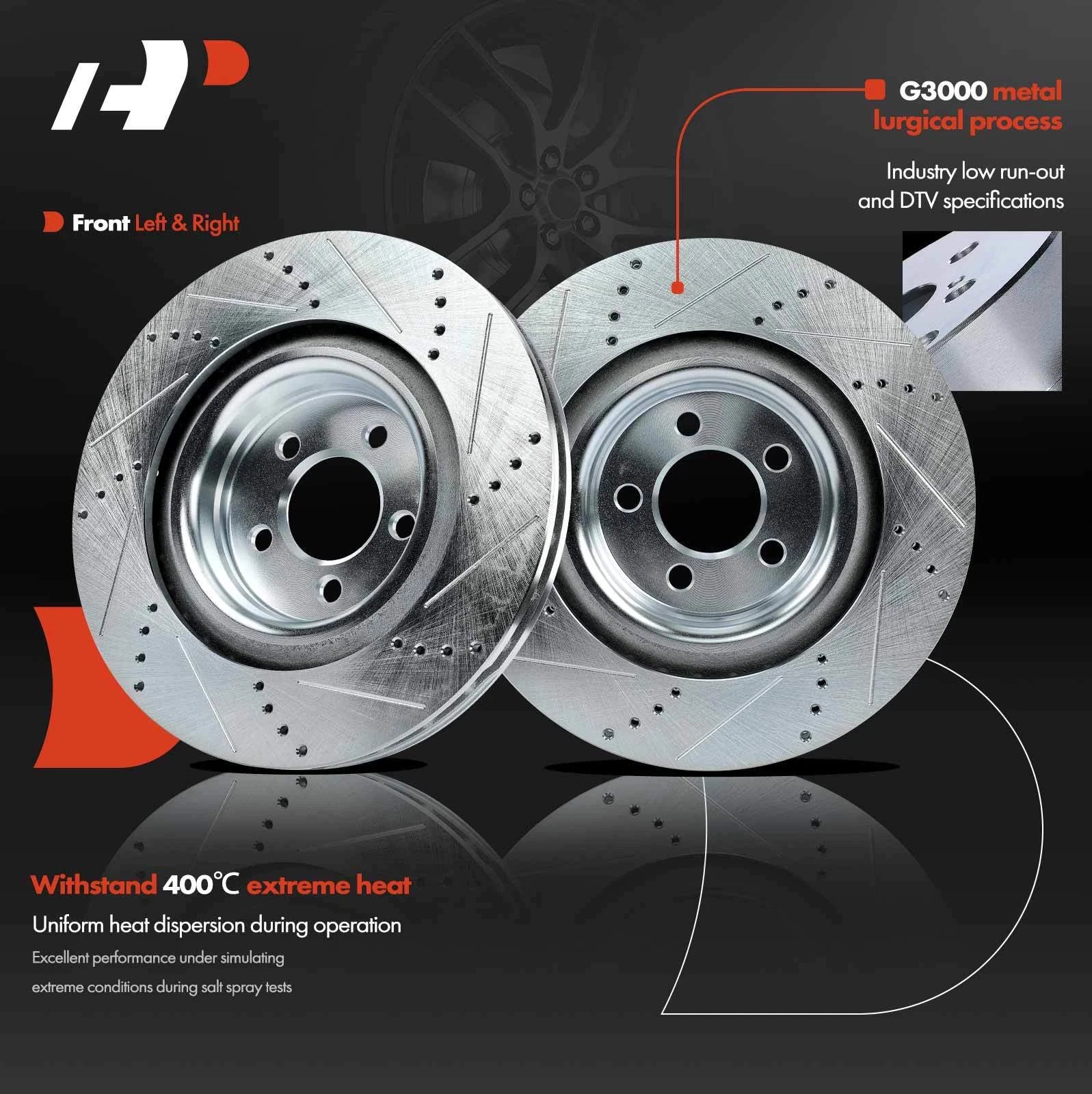 Front Side Drilled Brake Rotor for Dodge Challenger Magnum (2008–2023)