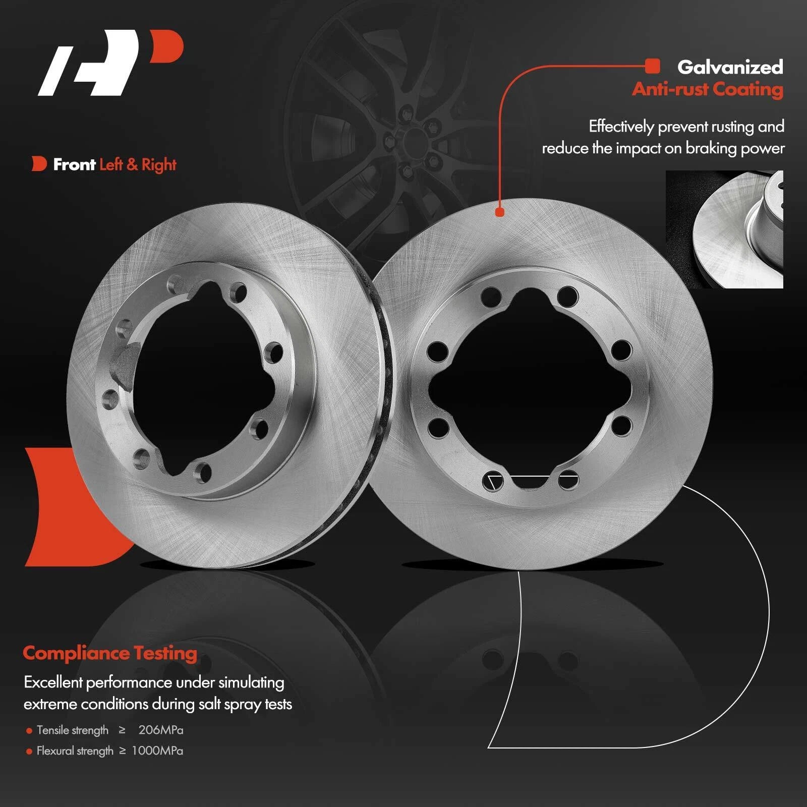 Front Disc Brake Rotor & Ceramic Pads for Dodge Ram 2500 (2003-2010)