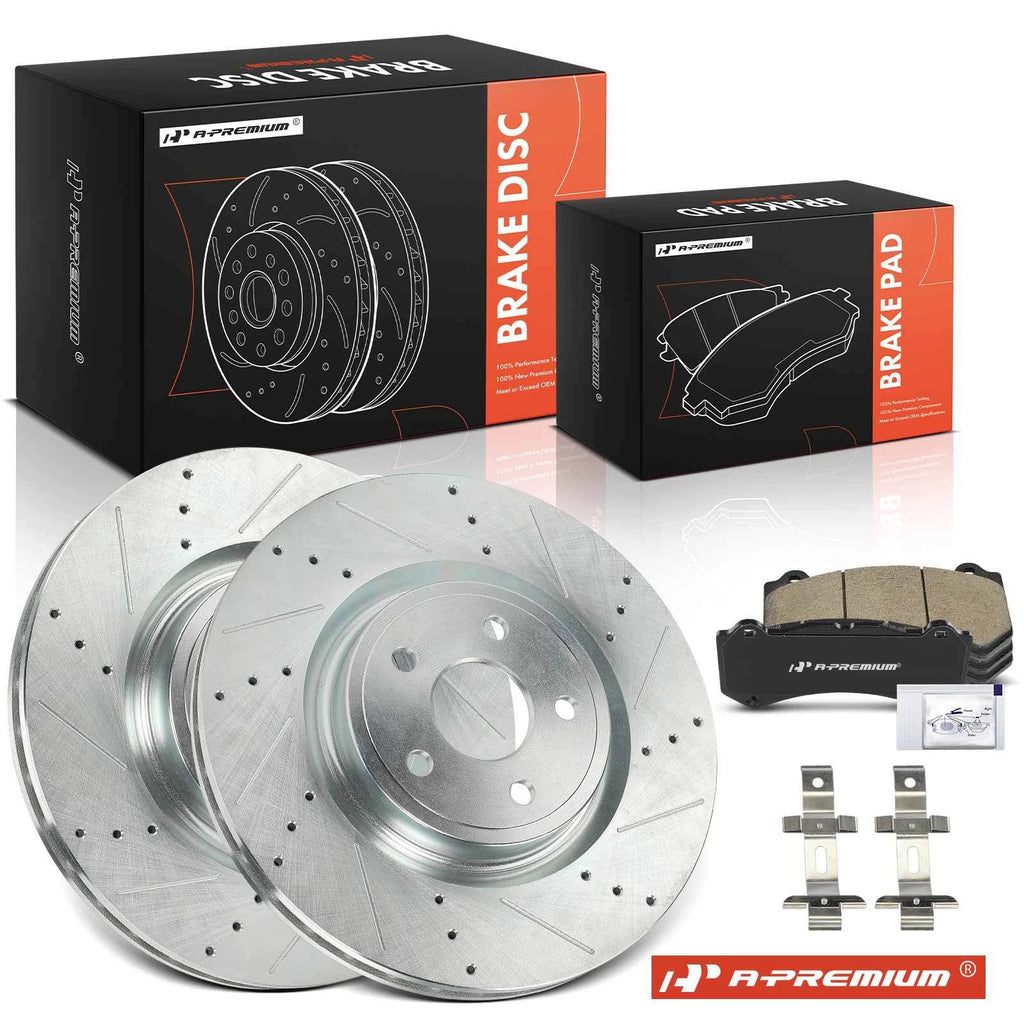 Front Drilled Brake Rotors & Ceramic Pads for Jeep Grand Cherokee (2012–2020)