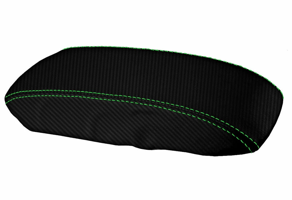 Console Lid Armrest Cover for Honda Accord (1998–2002) Carbon Fiber Green Stitch
