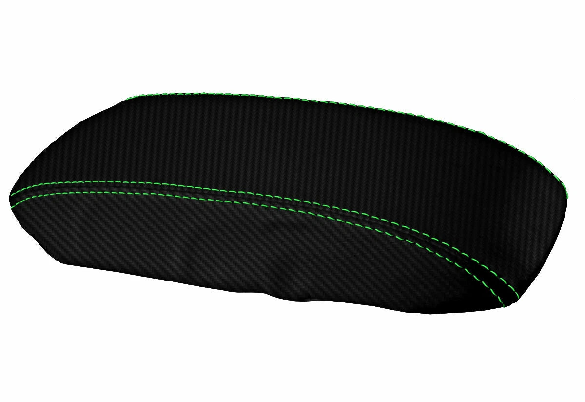 Console Lid Armrest Cover for Honda Accord (1998–2002) Carbon Fiber Green Stitch